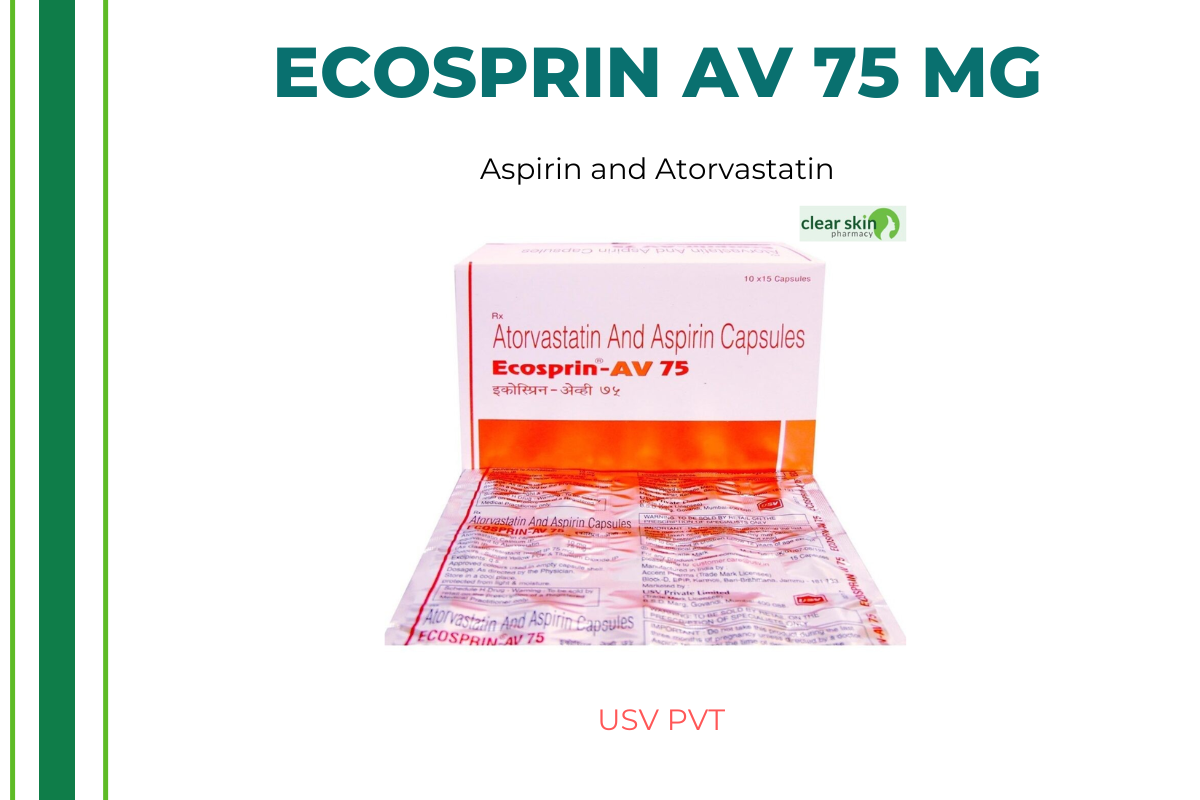 Buy ECOSPRIN AV 75 MG 15 Tablets online at Clear Skin Pharmacy