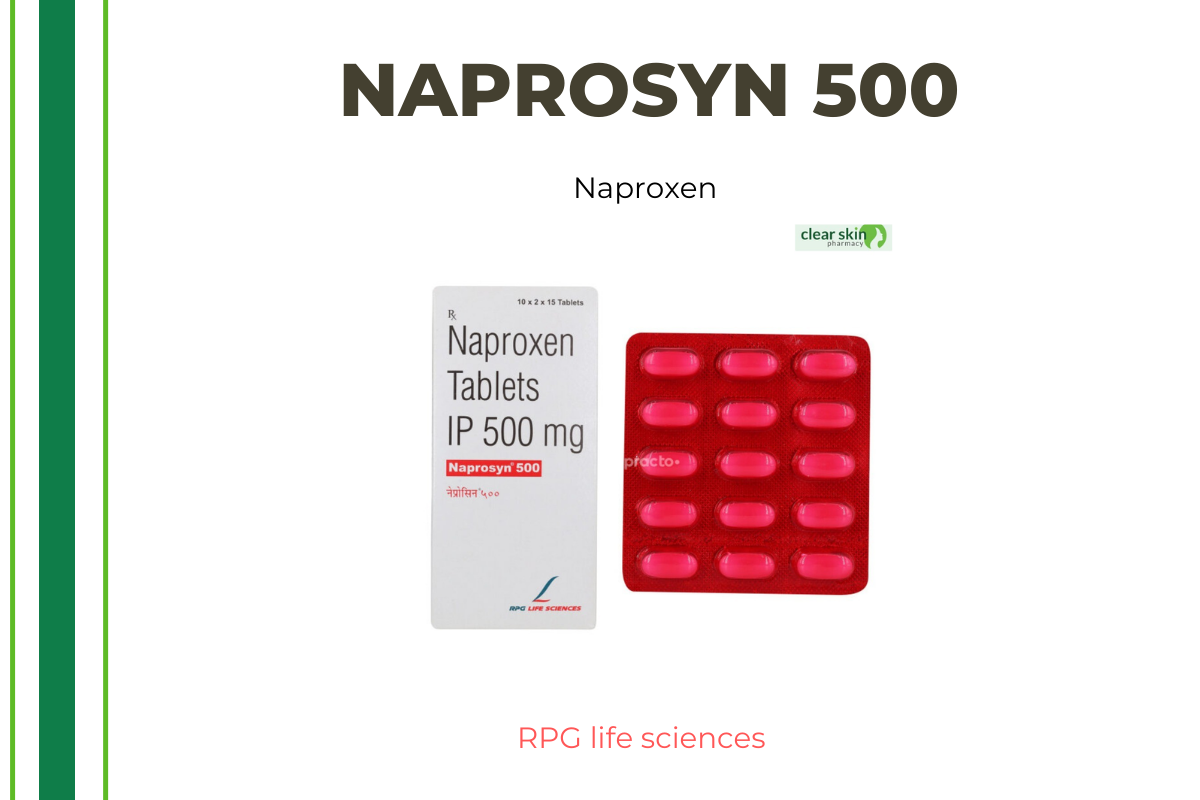 Buy NAPROSYN 500 10 Tablets online at Clear Skin Pharmacy